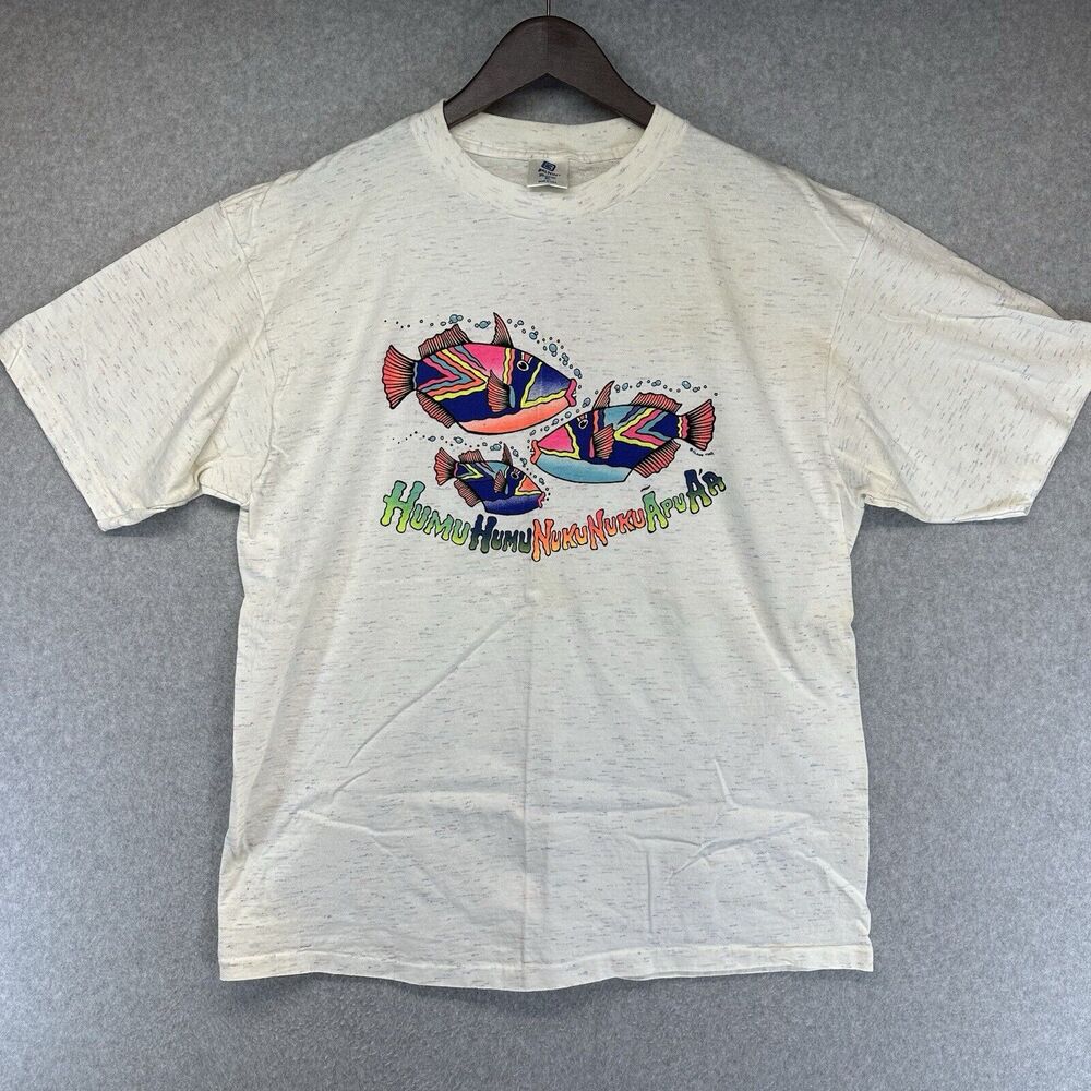Vintage Belton Mens T-Shirt Size XL Huma Fish Graphic Tee Cotton Short Sleeve